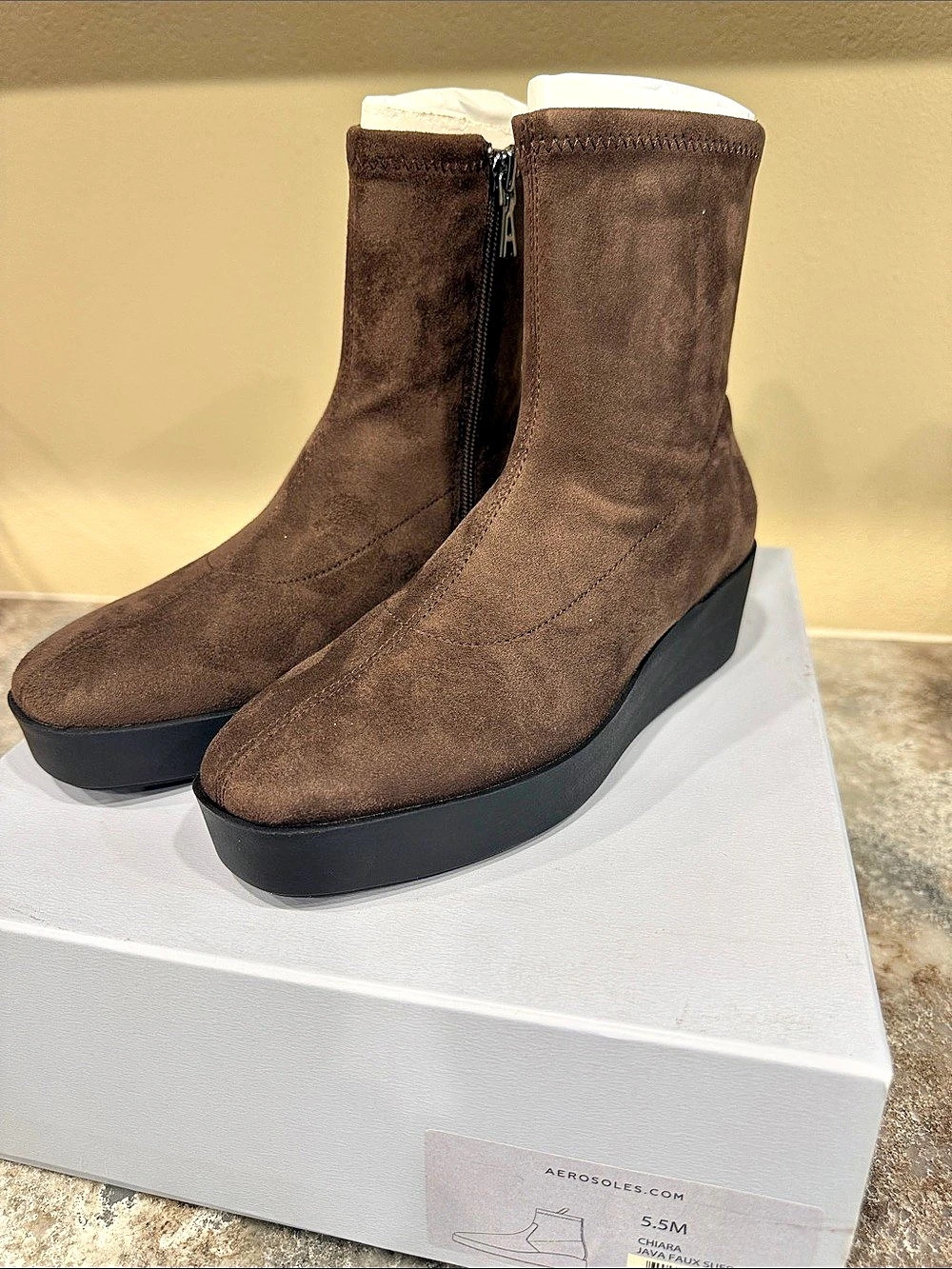 Aerosoles Chiara Brown Wedge Ankle Boots